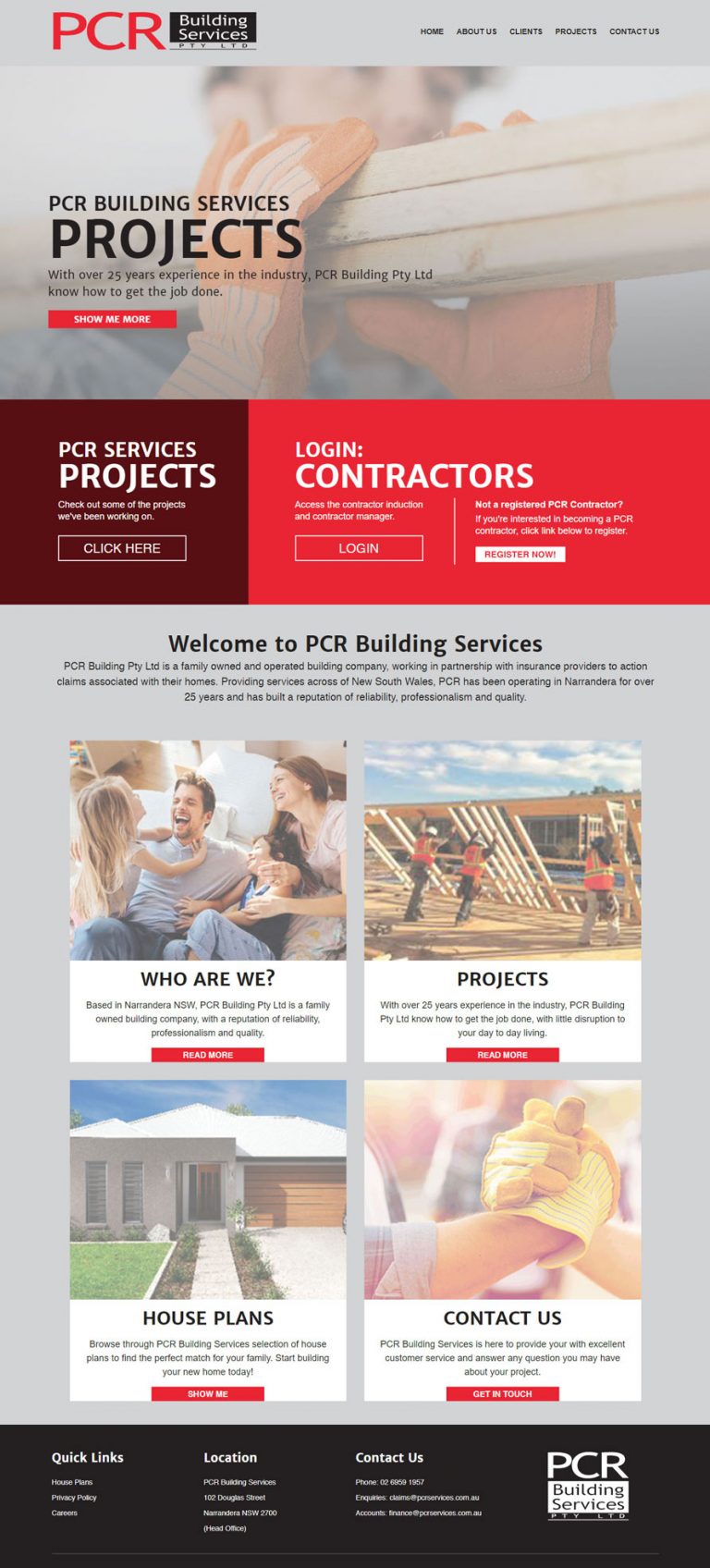 PCR Building Services Website Design